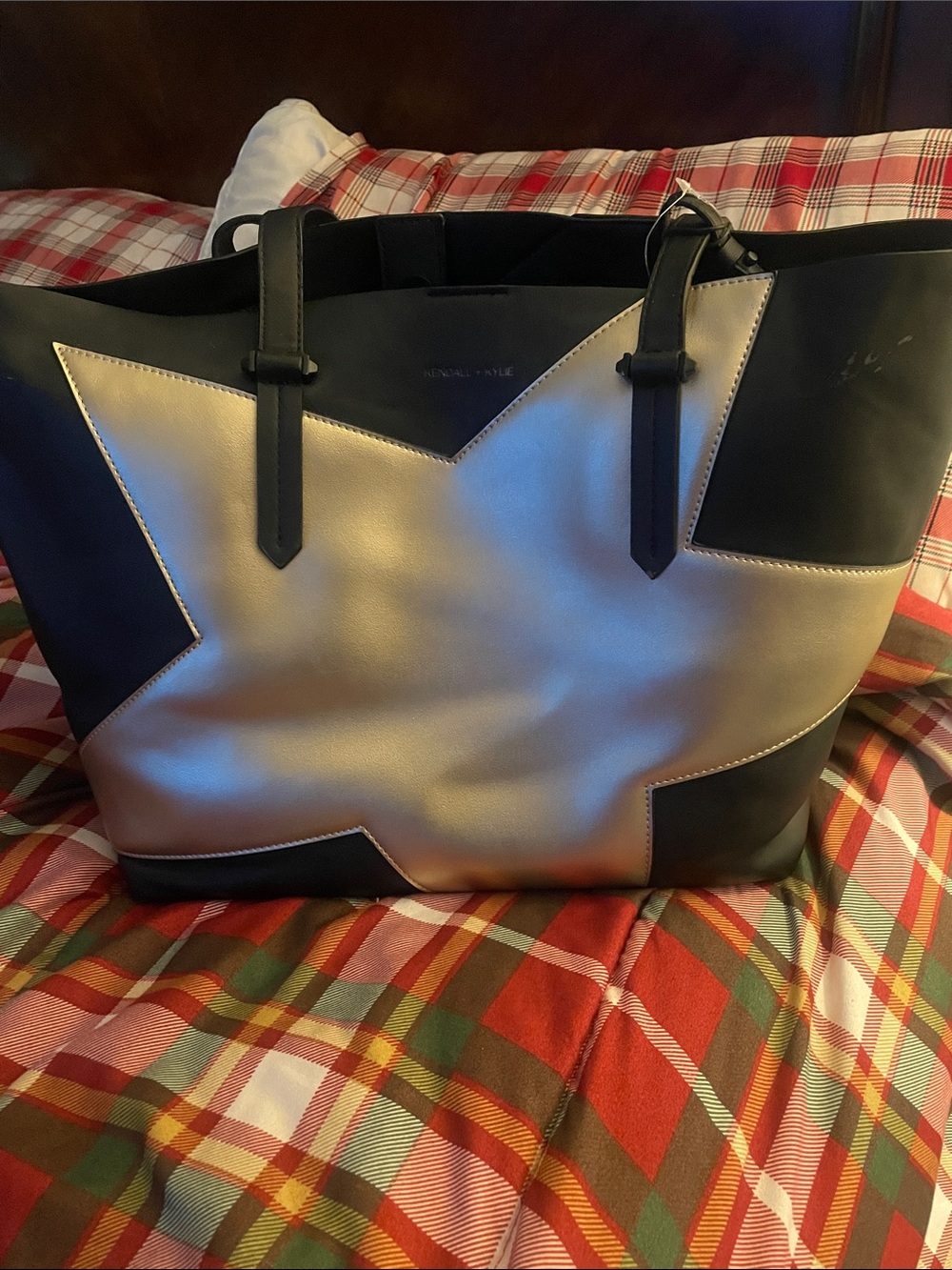 Kendall & Kylie Black Tote with Silver Star Accent